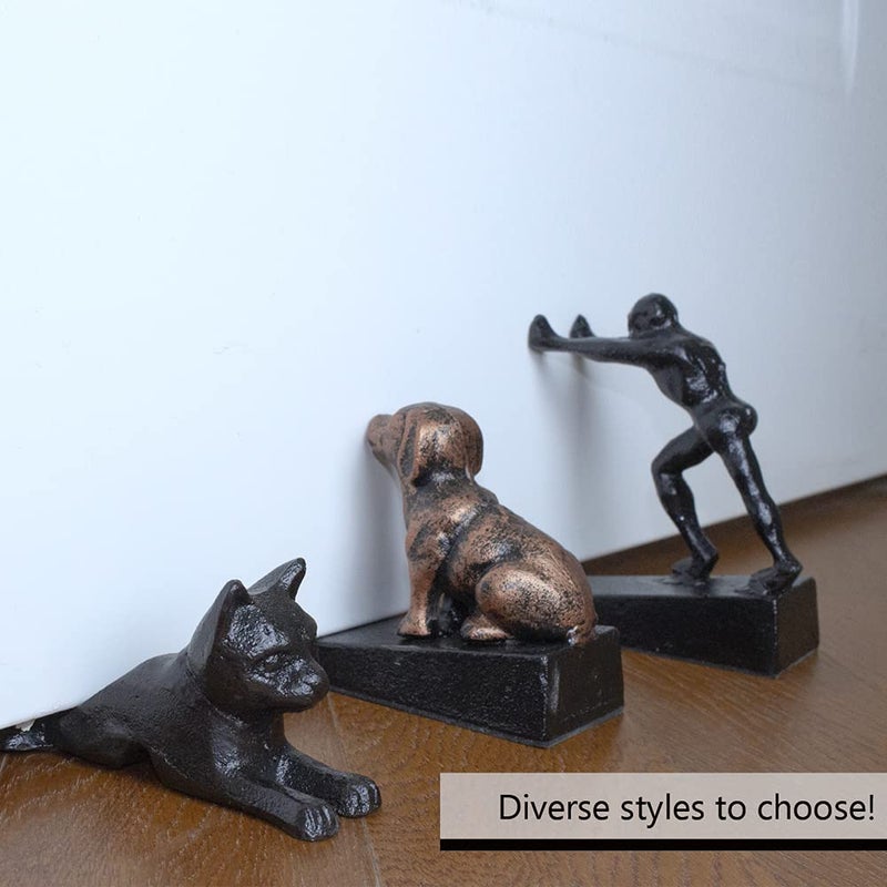 Earl Diamond Heavy Duty Cast Iron Cute Dog Door Stops | Decorative Cute Animal Statue Metal Door Stopper Wedge, with Non-Slip Mat for Home Office Commercial - Image 5